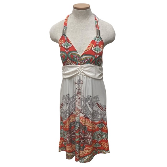 Vintage Dresses & Skirts - Vintage Y2K Paisley Print Babydoll Halter Dress, Boho, 2000’s, Fairy, Women’s XL